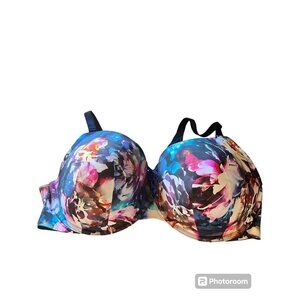 Torrid Curve Floral Multicoloured Push Up Plunge Underwire Bra Sz 46DD